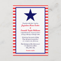 Red White & Blue Star - 3x5 Wedding Invitation