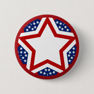 Red White & Blue Star Design to Add Text 6 Cm Round Badge