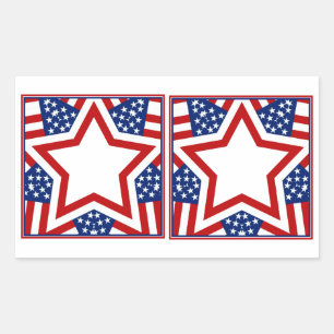 Red White & Blue Star Design to Add Text Rectangular Sticker