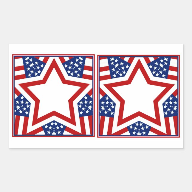 Red White & Blue Star Design to Add Text Rectangular Sticker (Front)