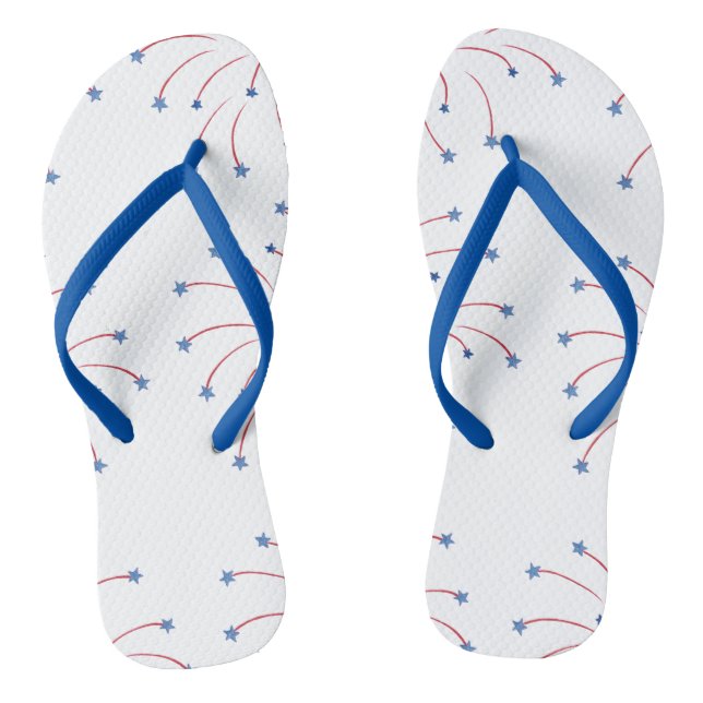 Red White Blue Star Fireworks FlipFlops (Footbed)