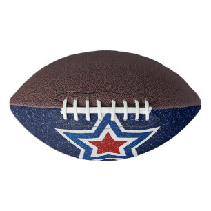 Red, White, Blue Star July 4 Glitter American Football