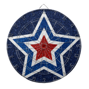 Red, White, Blue Star July 4 Glitter Dartboard