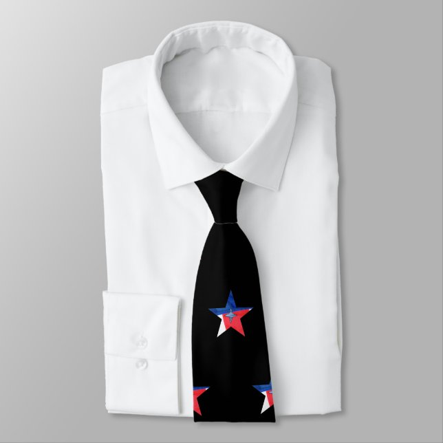 RED-WHITE-BLUE STAR necktie (Tied)