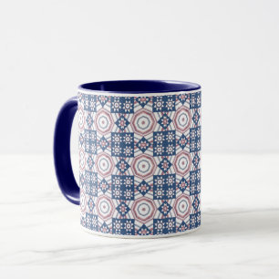 Red White Blue Star Quilt Pattern Mug Cup