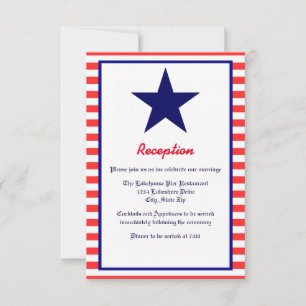 Red White & Blue Star - Reception Invitation