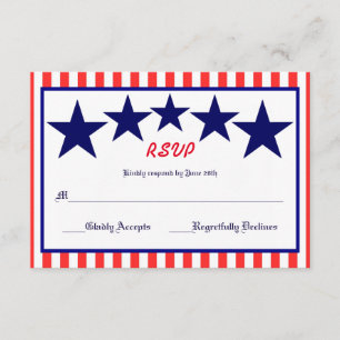 Red White & Blue Star - RSVP Card