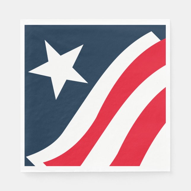 Red White Blue Star & Stripes Paper Napkins (Front)