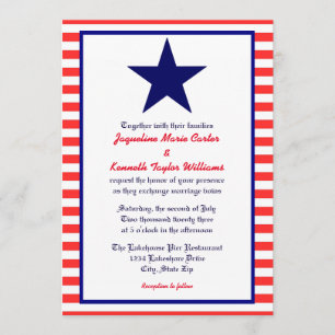 Red White & Blue Star - Wedding Invitation