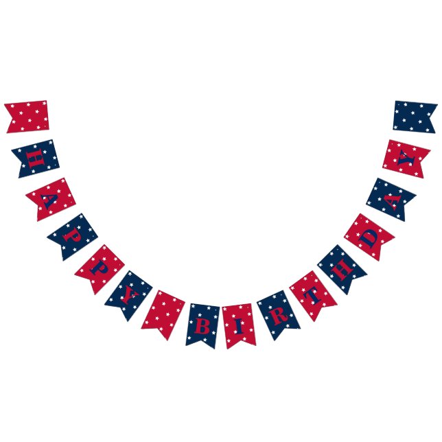 Red White Blue Stars 4th of July Birthday Party Bunting (All)