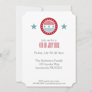 Red White & Blue Stars 4th of July Invitations