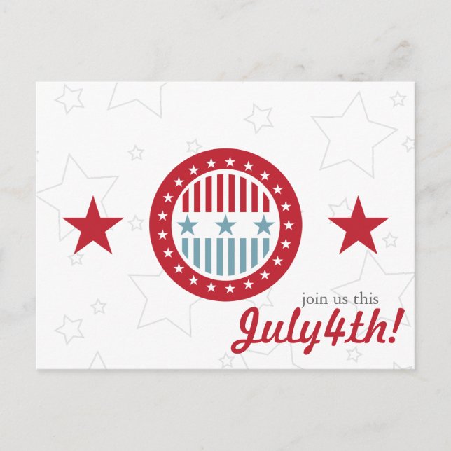 Red White & Blue Stars 4th of July Postcards (Front)