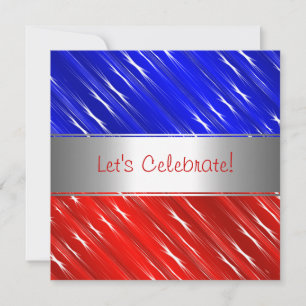 Red White Blue Stars Abstract Party Event Invitati Invitation