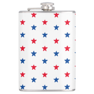Red white blue stars American patriotic pattern Hip Flask