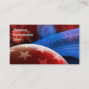Red White Blue Stars and Fireworks Business Cards