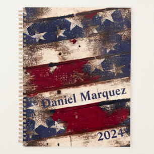 Red White Blue Stars and Stripes Planner