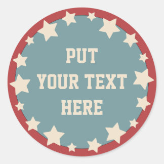 Red, White, Blue & Stars Classic Round Sticker