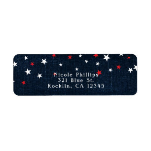 Red White & Blue Stars Denim Party Invitation
