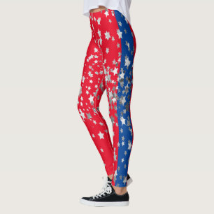 Red White Blue Stars Fun 4th Of July  Leggings