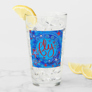 Red White Blue Stars Inspiring Fly Glass