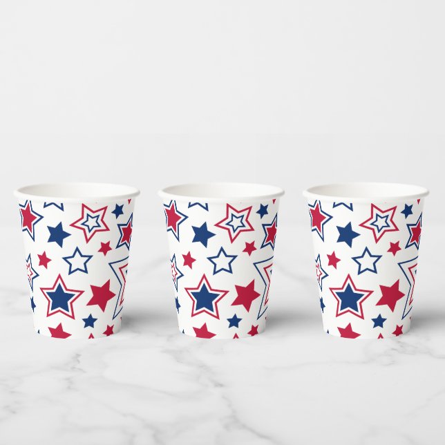 Red White & Blue Stars Paper Cups (Multi)
