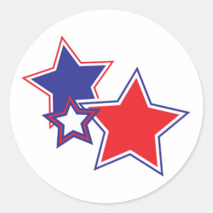 Red White Blue Stars Patriotic Classic Round Sticker