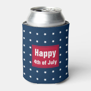 Red White Blue Stars Pattern 4th of July BBQ Party Can Cooler