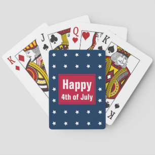 Red White Blue Stars Pattern 4th of July BBQ Party Playing Cards