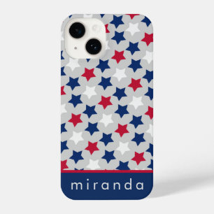 Red White Blue Stars Personalised Name iPhone Case