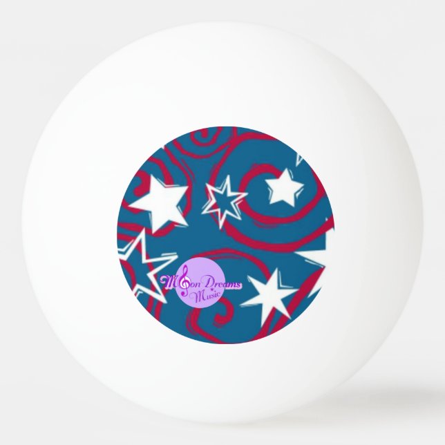 Red White & Blue Stars Ping Pong Ball (Front)
