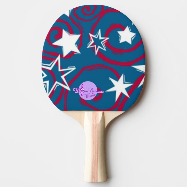 Red White & Blue Stars Ping Pong Paddle (Front)