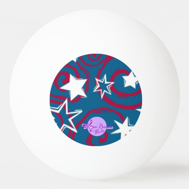 Red White & Blue Stars Pink Pong Ball (Front)