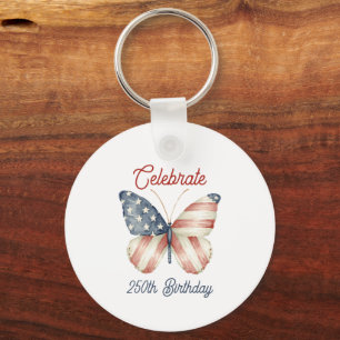 Red White Blue Stars Stripes Celebrate America Key Ring