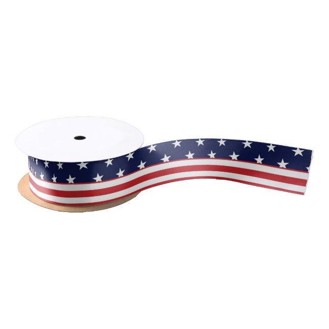 Red White Blue Stars & Stripes Independence Ribbon Satin Ribbon (Spool)