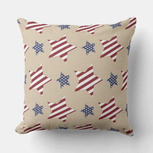 RED WHITE BLUE STARS & STRIPES PATRIOTIC CUSHION