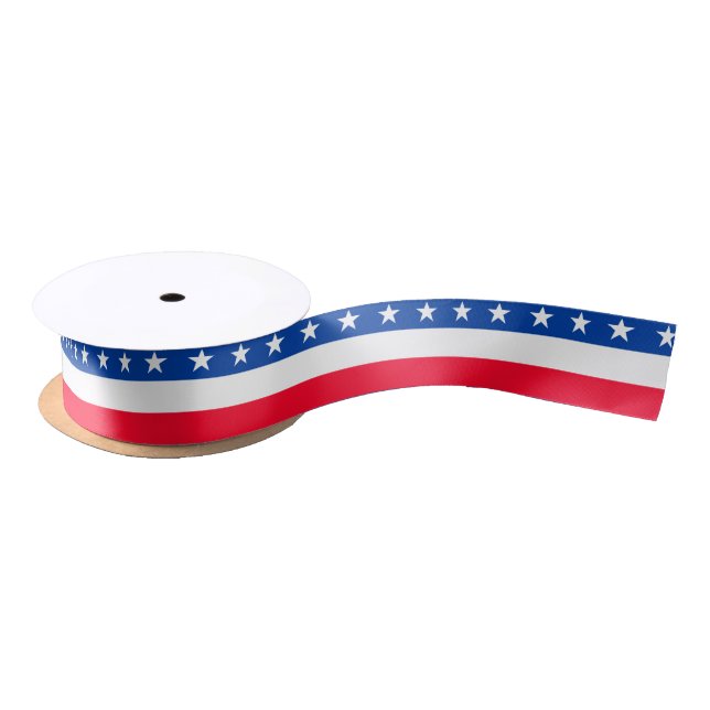 Red White Blue Stars Stripes Patriotic Satin Ribbon (Spool)