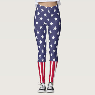 Red White Blue Stars Stripes USA flag cool fun Leggings