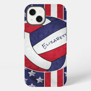 red white blue stars stripes women's volleyball iPhone 13 case