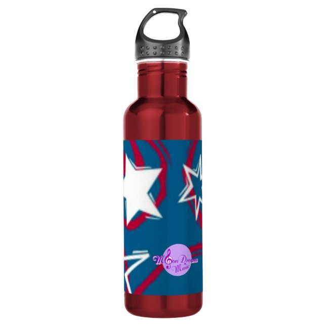 Red White & Blue Stars Water Bottle Deep Red (Front)