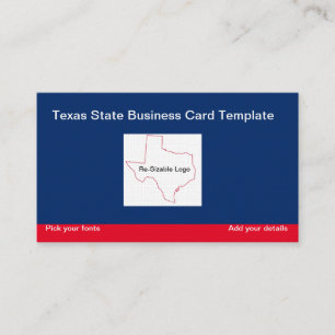 Red, White Blue State of Texas Business Card