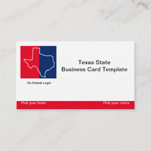 Red, White Blue State of Texas Logo Business Card