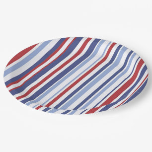 Red white blue stripe paper plate