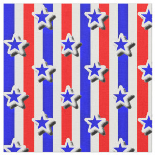 Red White Blue Stripe with Frosted Stars Fabric