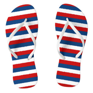 Red White Blue Striped Pattern Flip Flops