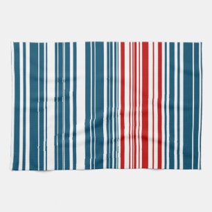 Red White Blue Striped Pattern Tea Towel