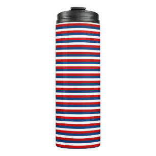 Red White Blue Striped Pattern Thermal Tumbler