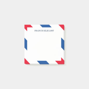 Red White Blue Striped Personalised Post It Notes