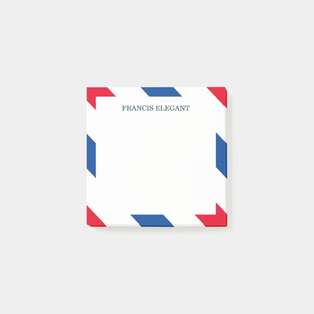 Red White Blue Striped Personalised Post It Notes (Front)