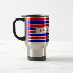 Red White Blue Striped Travel Mug