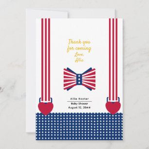 Red White & Blue Stripes 4th Of July Baby Shower Thank You Card